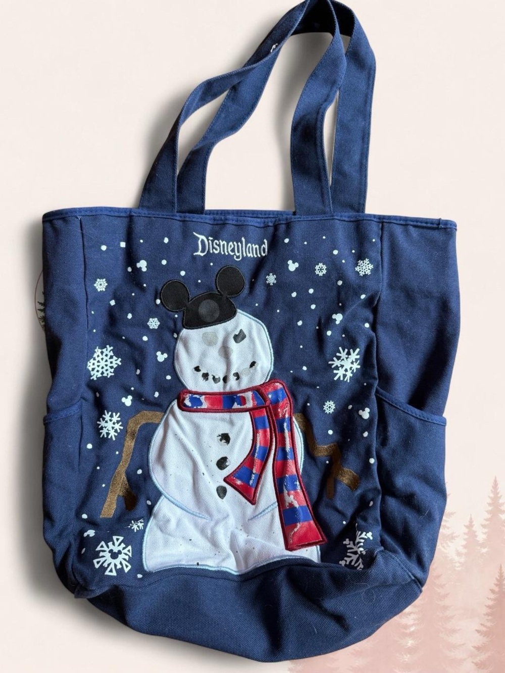 Disneyland Mickey Mouse Snowman Holiday Christmas Canvas Tote Bag